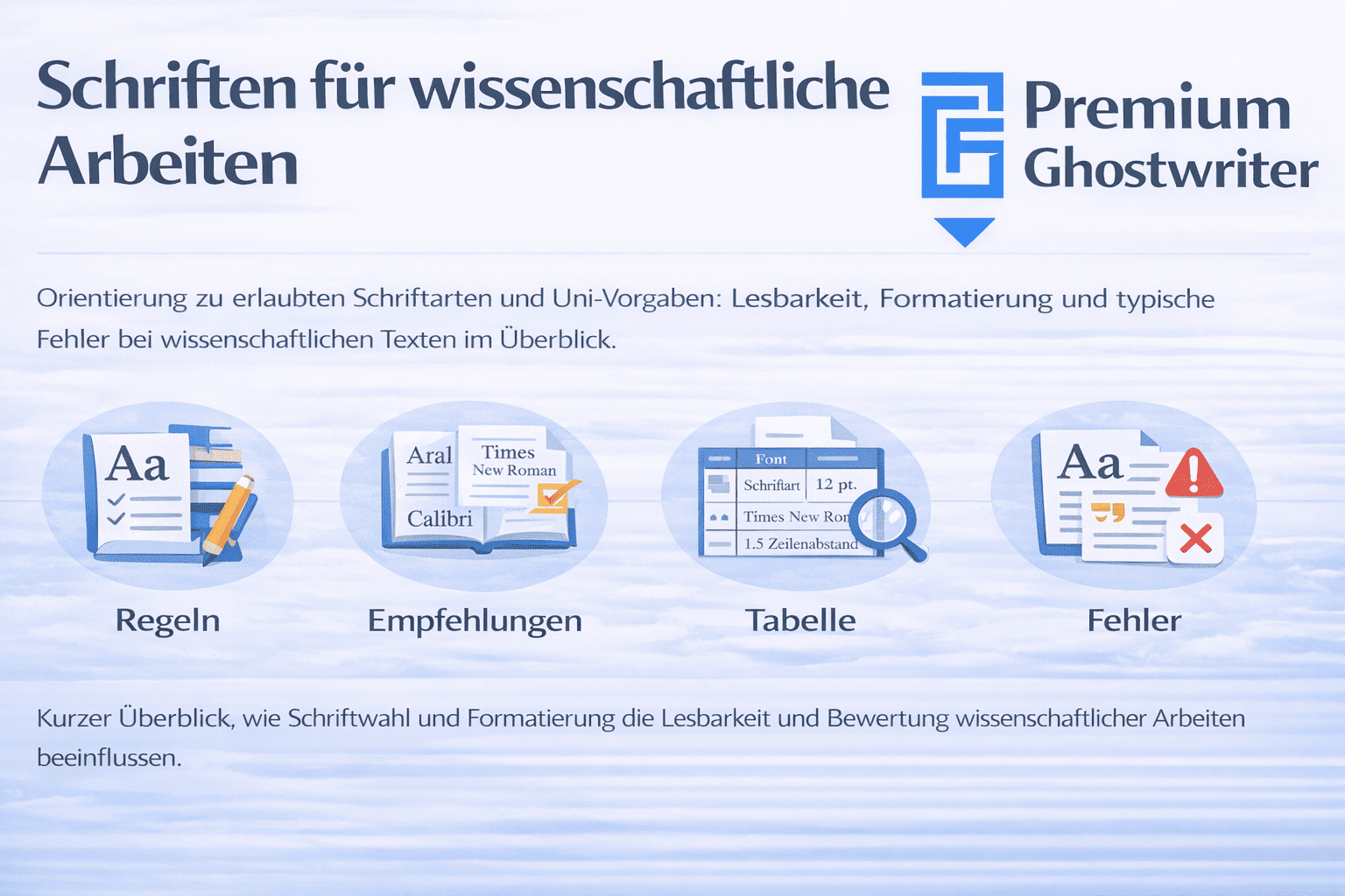 Schriften für wissenschaftliche Arbeiten: Regeln, empfohlene Schriftarten, Tabelle, Uni-Vorgaben und typische Fehler im Überblick