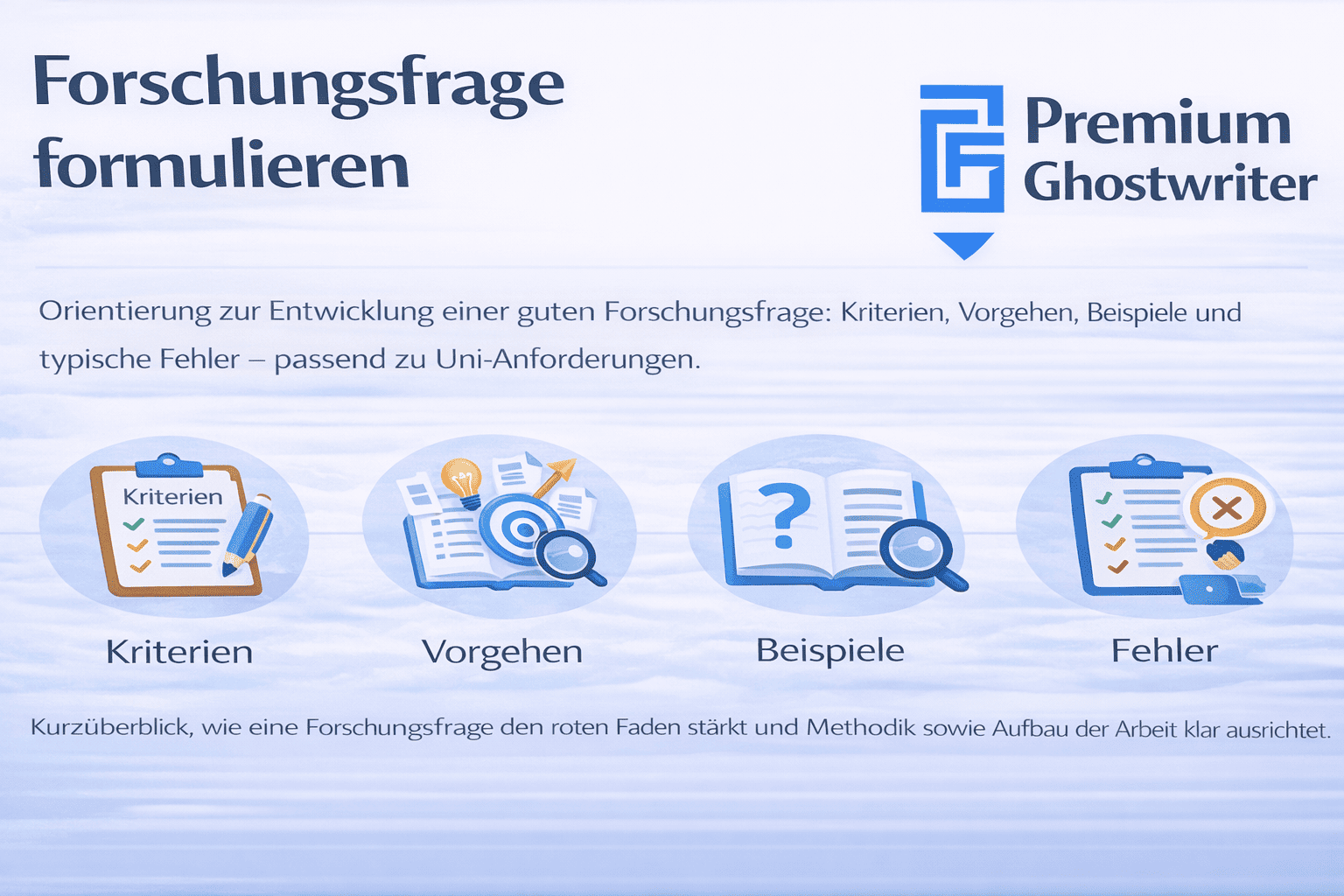 Forschungsfrage formulieren: Kriterien, Vorgehen, Beispiele und typische Fehler nach Uni-Anforderungen im Überblick