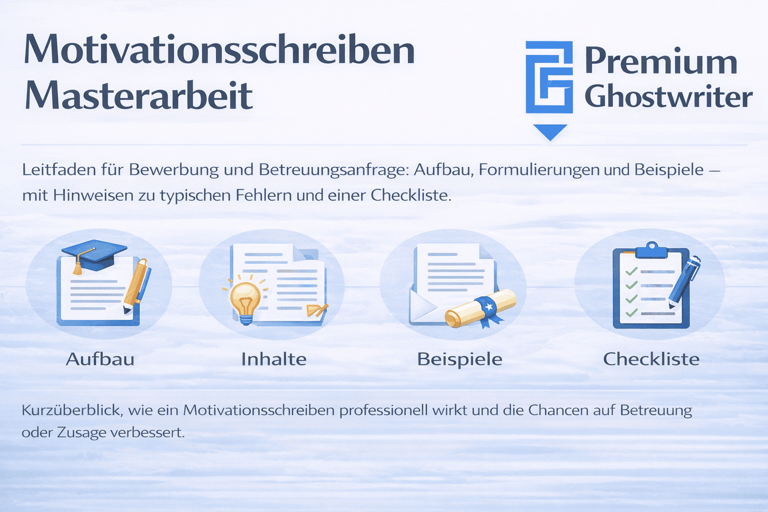 Motivationsschreiben für die Masterarbeit: Aufbau, Inhalte, Beispiele und Checkliste mit typischen Fehlern für eine erfolgreiche Bewerbung