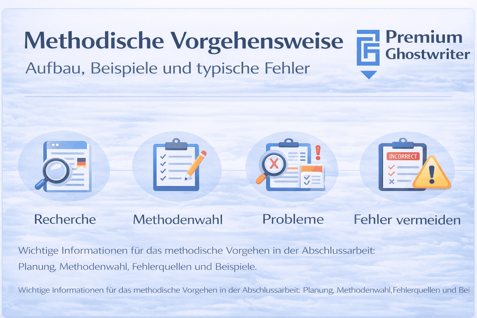 Infografik zur methodischen Vorgehensweise mit Aufbau und Fehlern.