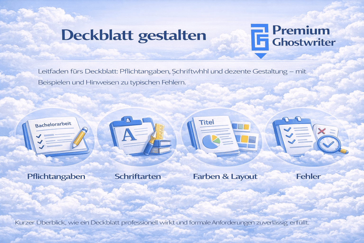 Deckblatt gestalten: Pflichtangaben, Schriftarten, Farben und typische Fehler für Facharbeit, Bachelorarbeit und Masterarbeit