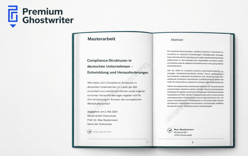 Beispiel einer fertigen Masterarbeit mit Deckblatt und Inhaltsstruktur